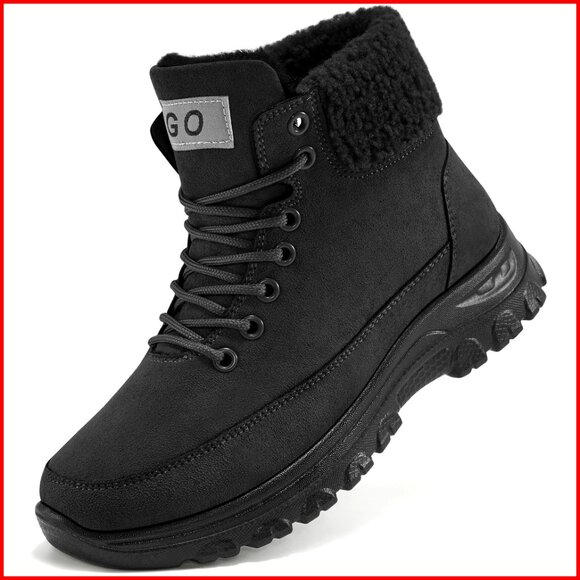 Women's Winter Snow Boots Ankle Booties Fur Lined Lace Up Water Resistant - Picture 1 of 7